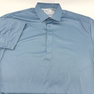 Collars & Co Men XL Dress Collar Polo Shirt Blue Geometric Geometric Pattern S/S